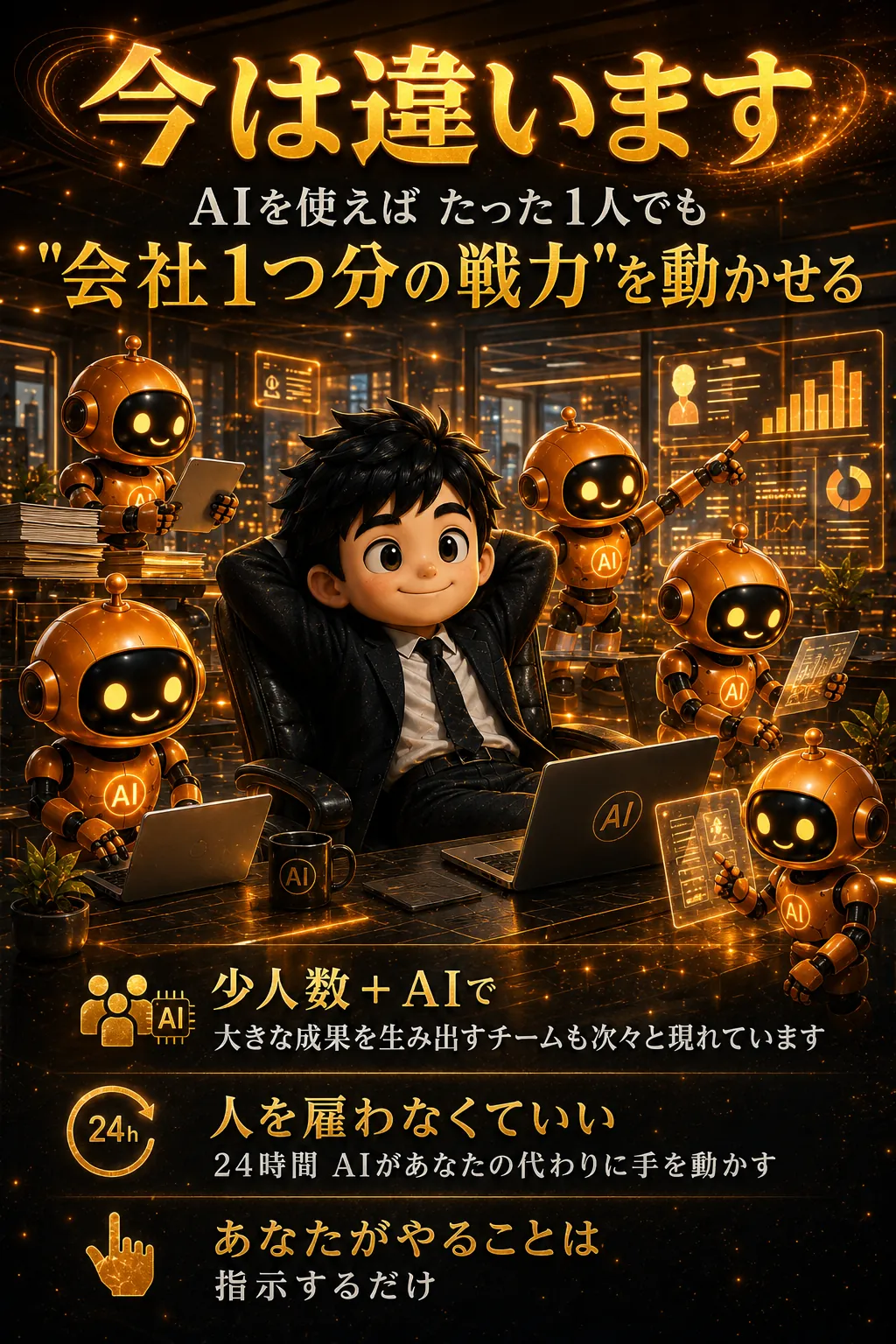 今は違います AIを使えばたった1人でも会社1つ分の戦力